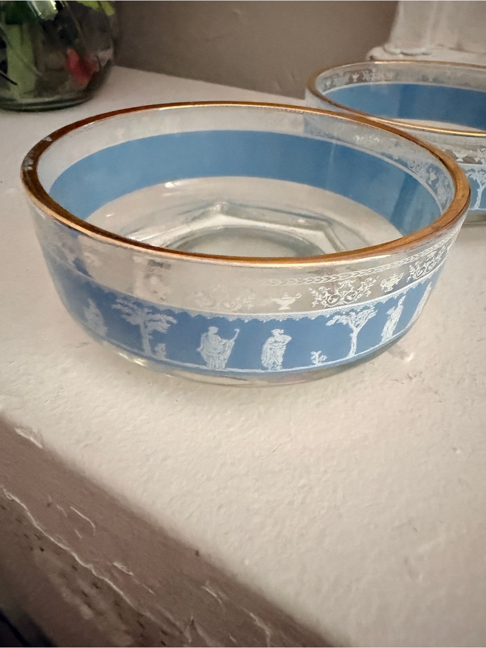 Vintage Jeannette Hellenic Greek Scene Small Bowls Set of 2